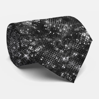Cravate Black White Glitter Shiny Sparkle Glam Disco