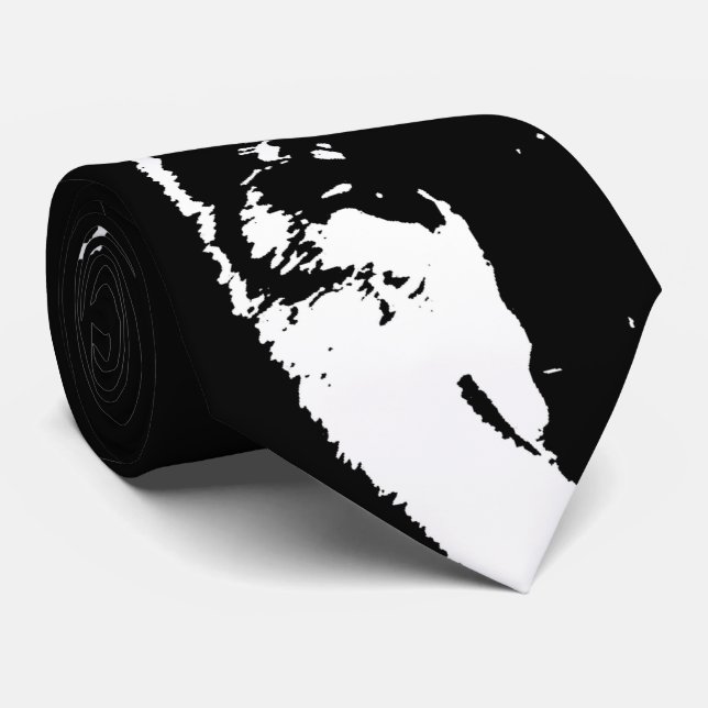 Cravate Black & White Wolf Pop Art (Roulé)