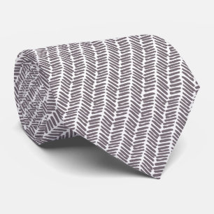 Cravate Blanc Chic Taupe Foncé Marron Chevron Abstrait