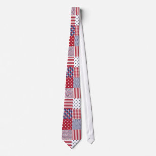 Cravate Blanc de patchwork americana des Etats-Unis et