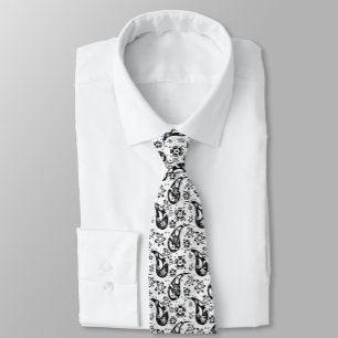 Cravate Blanc Floral Paisley Design Motif