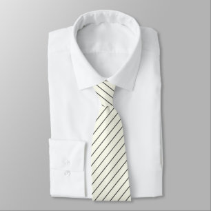 Cravate Blanc ivoire avec rayures gris charbon