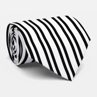 Cravate Blanc simple avec bandes verticales noires