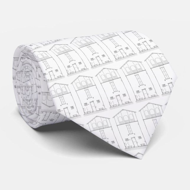 Cravate Blanc simple d'architecte d'entrepreneur de motif (Roulé)