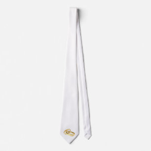Cravate Blanche Avec Bagues Mariages