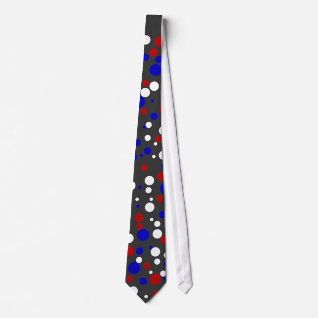 Cravate blanche et bleue rouge de pois--bon pour (Devant)