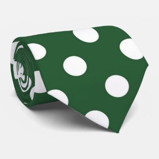 Cravate blanche verte de motif de point de polka