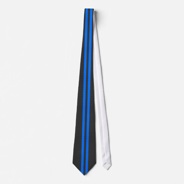 Cravate Bleu Accent Fibre de carbone Style bandes de cours (Devant)