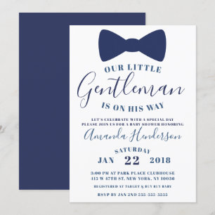 Cravate Bleu Bow Baby shower Gentleman Invitation