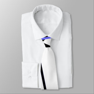 Cravate Bleu croisé et noir rayures sur blanc