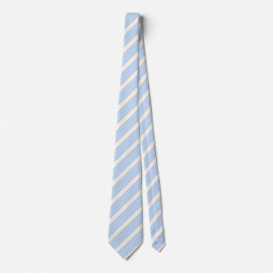Cravate Bleu et beige cinq rayures motif