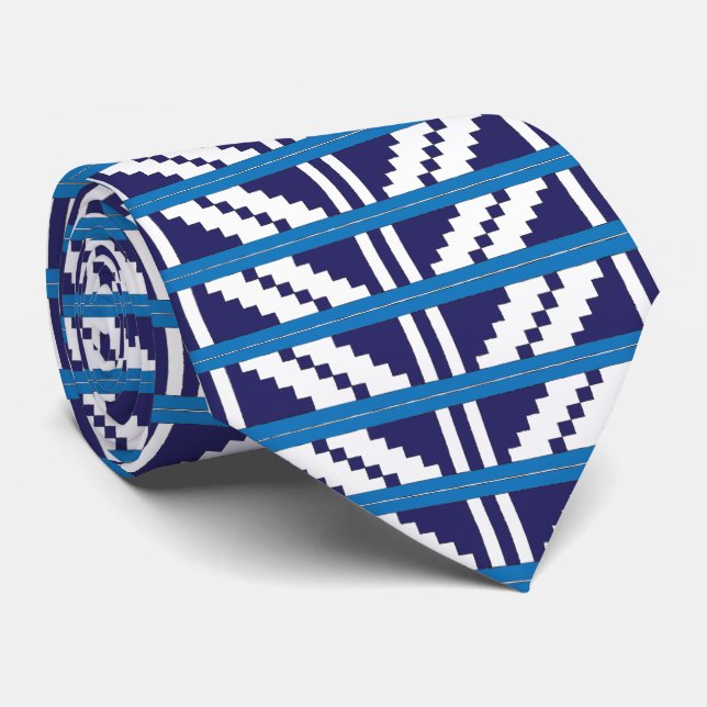 Cravate Bleu et blanc letton Letton Ethnic Folk art (Roulé)