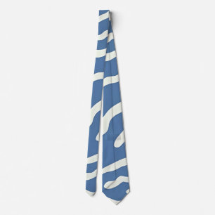 Cravate Bleu et crème Moderne Abstrait Wavy Lines Motif