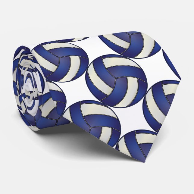 Cravate Bleu foncé et volley-ball blanc sportif (Roulé)