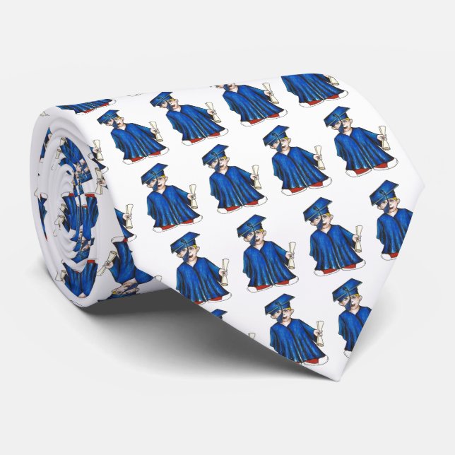 Cravate Bleu Garçon Casquette Gown Diplôme d'études supéri (Roulé)