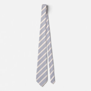 Cravate Bleu gris et beige cinq rayures motif
