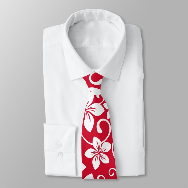CRAVATE BLEU HAWAII (ROUGE) (Attaché)
