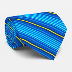 Cravate Bleu jaune rayures