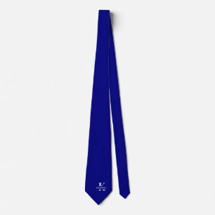 Cravate Bleu Marine Élégant Monogramme + Nom