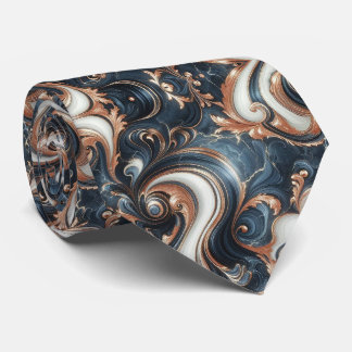 Cravate Bleu marine professionnel, blanc et marbre de cuiv
