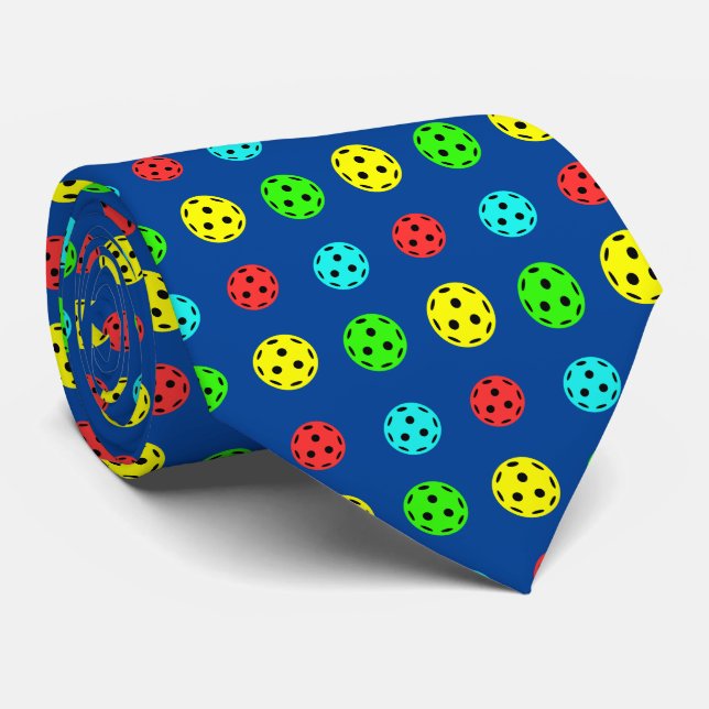 Cravate bleu Motif Pickleball (Roulé)