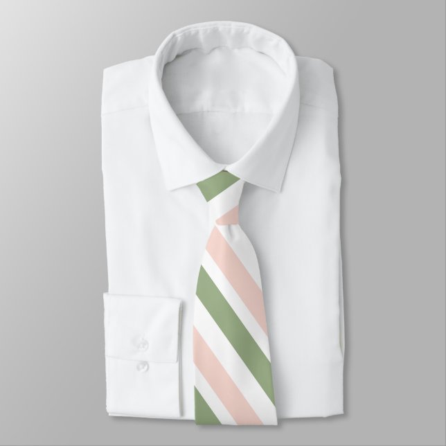 Cravate Bleu Rose Blanc Sage Vert Grandes (Attaché)