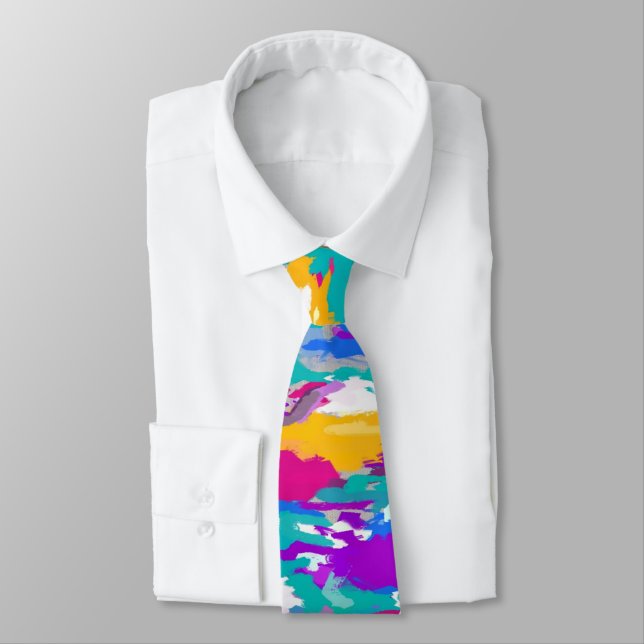 Cravate Bleu, rose et violet (Attaché)