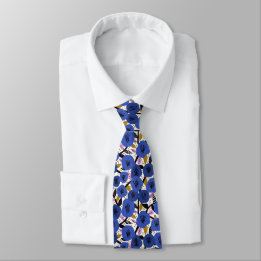 Cravate Bleu rose or motif floral
