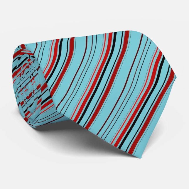 Cravate Bleu rouge Brown rayures (Roulé)
