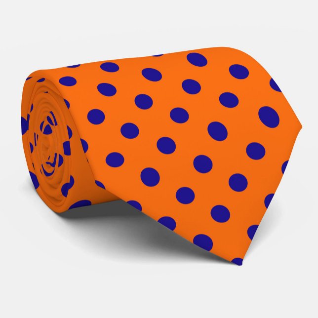 Cravate Bleu Sur Orange Pois Design Motif (Créateur téléchargé)