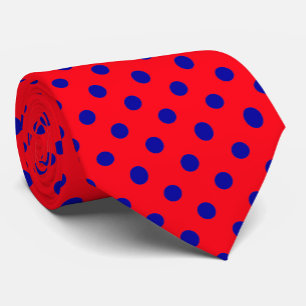 Cravate Bleu sur rouge Pois design Motif