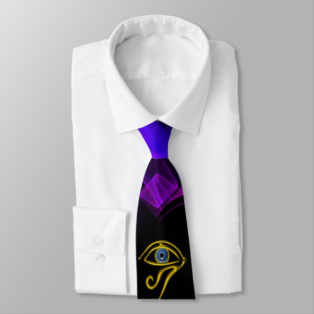 Cravate BLEU TALISMAN /OEIL DE HORUS Black Purple Swirls (Attaché)