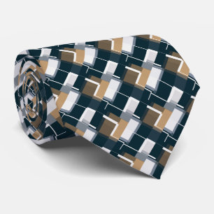 Cravate Bleu tendance Gold Brown noir blanc plaid