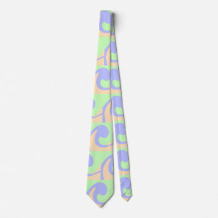 Cravate Bleu vert ombre fluide marbre boho audacieux motif