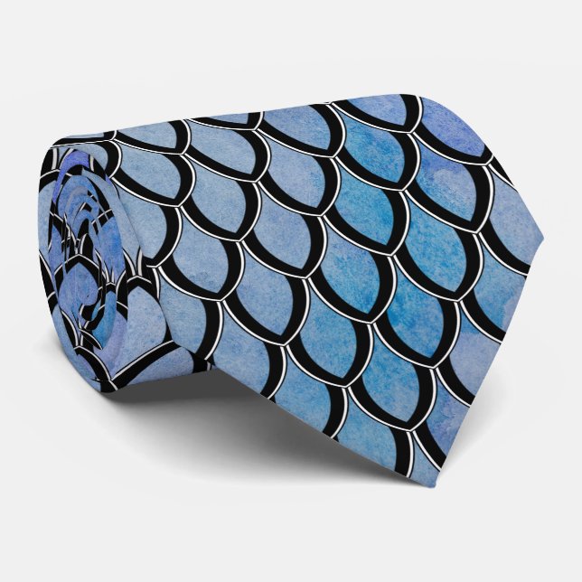 Cravate bleue d'échelle de dragon (Roulé)