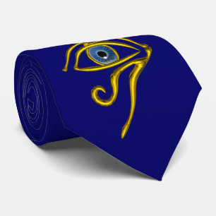 CRAVATE BLEUE TALISMAN / OEIL OR HORUS