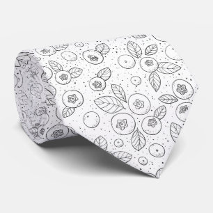 Cravate Bleuets en noir et blanc