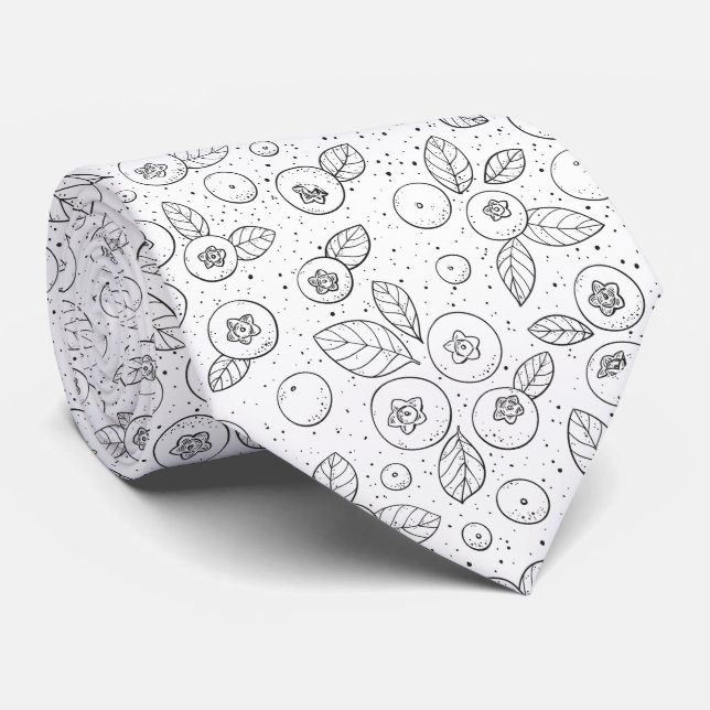 Cravate Bleuets en noir et blanc (Roulé)