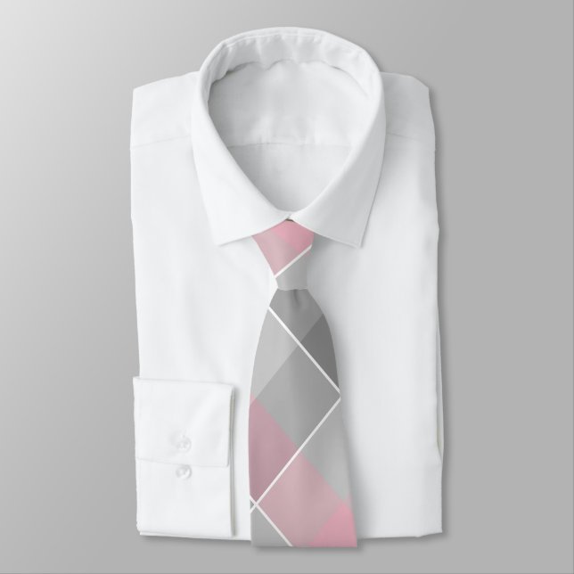 Cravate blocs de couleurs géométriques gris rose (Attaché)