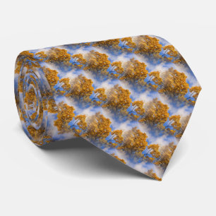 Cravate Blue Sky Automne Feuilles Nature Art