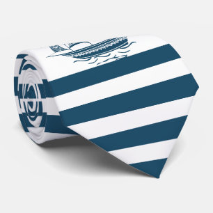 Cravate Blue & white stripes nautical wind saiboat 2