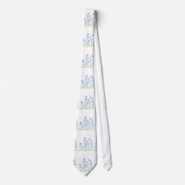 Cravate Bluebells fleurs bleues motif aquarelle fleurie