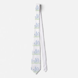 Cravate Bluebells fleurs bleues motif aquarelle fleurie