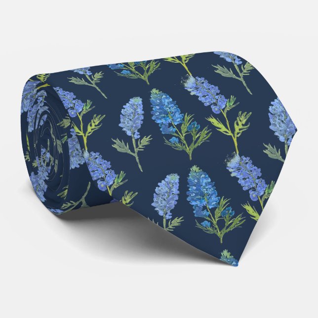 Cravate Bluebonnets Fleurs Bleues Texas Texan Floral (Roulé)