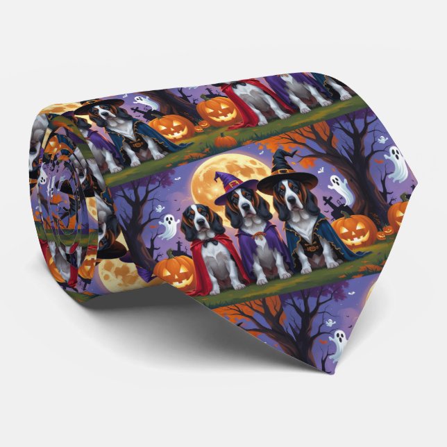 Cravate Bluetick Coonhound Chiens Citrouille Halloween Fun (Roulé)