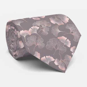 Cravate Blush Ginkgo Luxe – Botanique Or sur Noir (5)