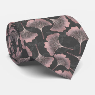 Cravate Blush Ginkgo Luxe – Botanique Or sur Noir (9)