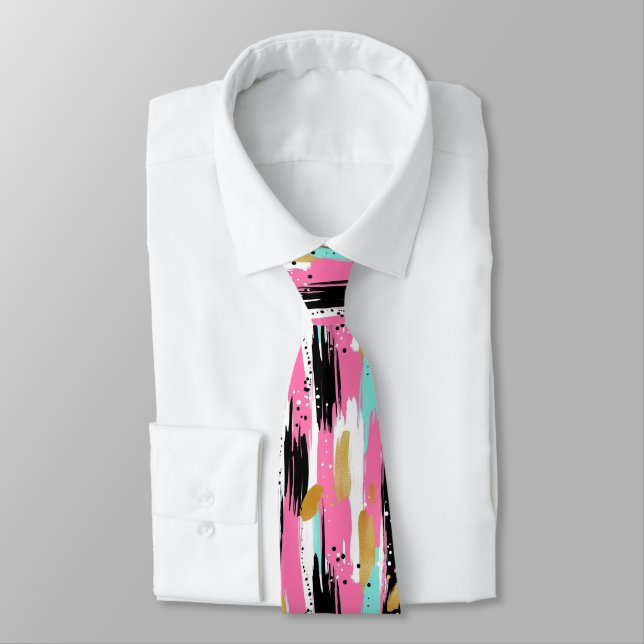 Cravate Blush Mint Or Luxe Abstrait (Attaché)
