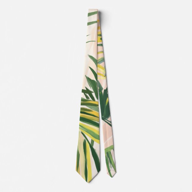 Cravate Boho Blush Green Tropical Palm Plage Feuille (Devant)