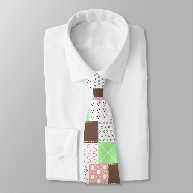 Cravate Boho Brown, Bourgogne, vert et mauve Whimsical (Attaché)